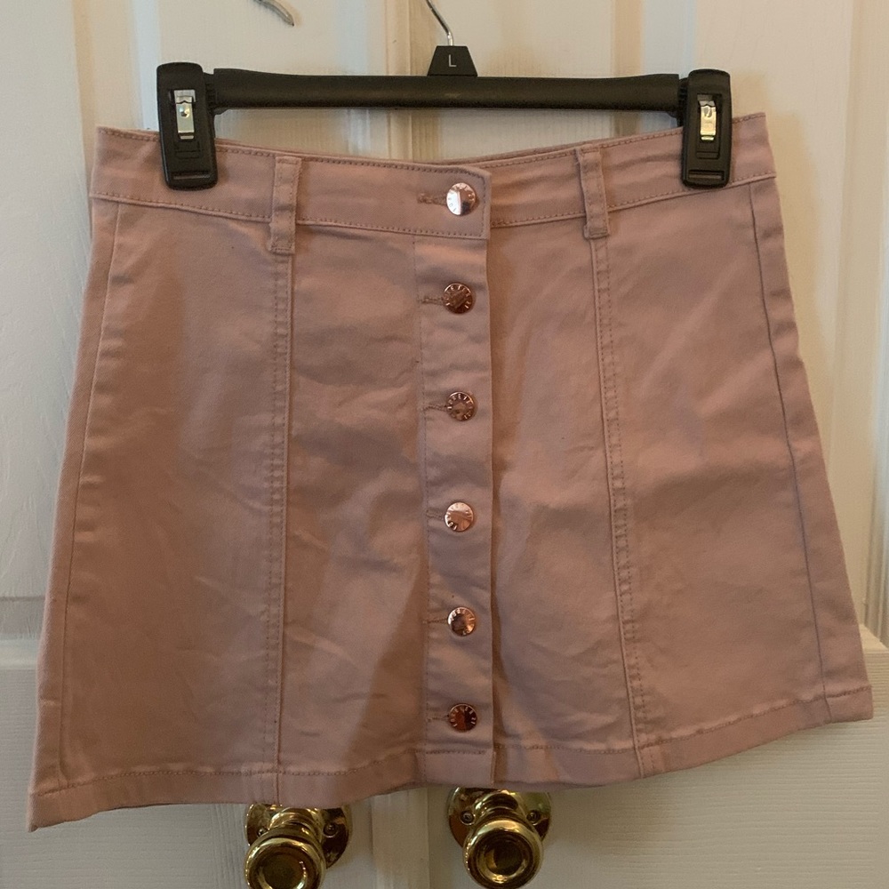 Button Pink Jean Skirt